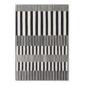 Covor alb-negru țesut manual din lână 160x230 cm Stryve Pulse – Elle Decoration
