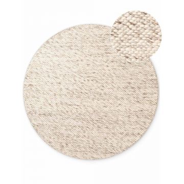 Covor bej/în culoare naturală țesut manual rotund din lână ø 200 cm Lyon Beans – Elle Decoration
