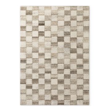 Covor crem țesut manual din lână 160x230 cm Boho 1.0 Quadra – Vikosa