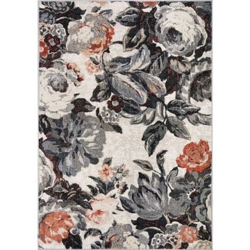 Covor Dreptunghiular, 155 x 230 cm, Bej / Crem / Maro, Model Floral Anny