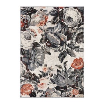 Covor Dreptunghiular, 78 x 150 cm, Bej / Crem / Maro, Model Floral Anny