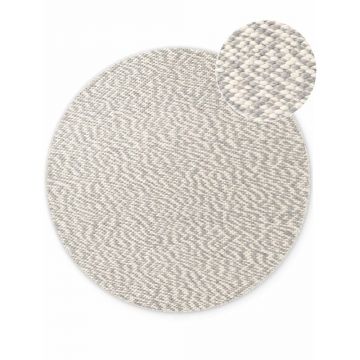Covor gri deschis/crem țesut manual rotund din lână ø 200 cm Lyon Beans – Elle Decoration