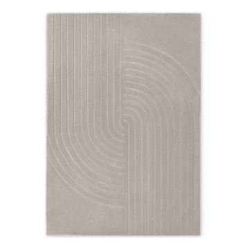Covor gri deschis țesut manual din lână 200x300 cm Arcura – Vikosa