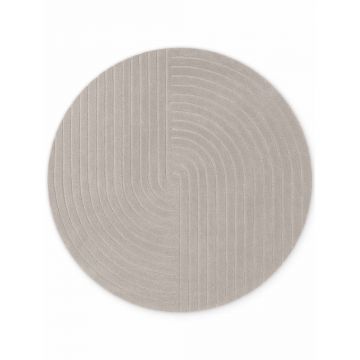 Covor gri deschis țesut manual rotund din lână ø 200 cm Arcura – Vikosa