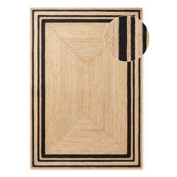 Covor negru/în culoare naturală reversibil/țesut manual din iută 80x150 cm Looma – Hanse Home