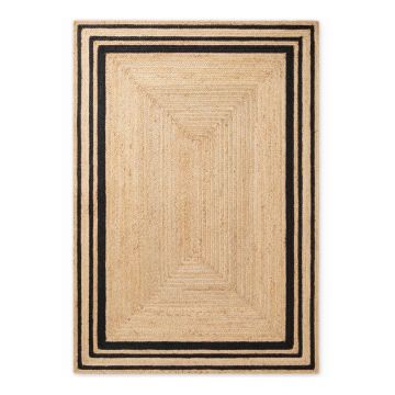 Covor negru/în culoare naturală reversibil/țesut manual din iută 80x150 cm Looma – Hanse Home