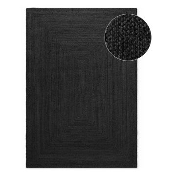 Covor negru reversibil/țesut manual din iută 200x300 cm Juno – Hanse Home