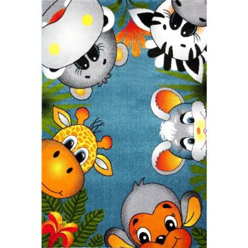Covor pentru Copii, Kolibri Animalute 11058, Albastru, 200x300 cm, 2300 gr/mp