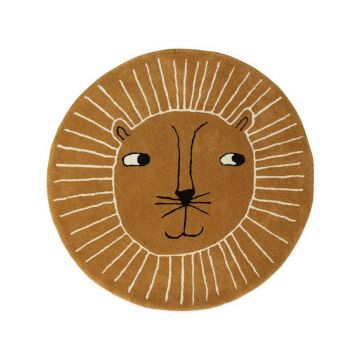 Covor pentru copii maro din amestesc de lână ø95 cm Lion – OYOY Mini
