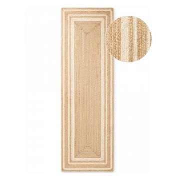Covor tip traversă crem/în culoare naturală reversibil/țesut manual din iută 80x250 cm Looma – Hanse Home