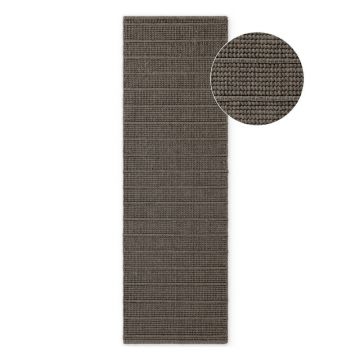 Covor tip traversă gri închis/maro închis țesut manual din lână 80x250 cm Camden Parker – Ted Baker