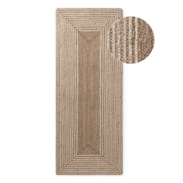 Covor tip traversă în culoare naturală deschisă/în culoare naturală închisă reversibil/țesut manual din iută 80x300 cm Juno – Hanse Home