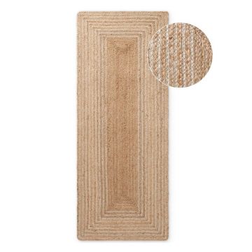 Covor tip traversă în culoare naturală/în culoare naturală deschisă reversibil/țesut manual din iută 80x300 cm Juno – Hanse Home