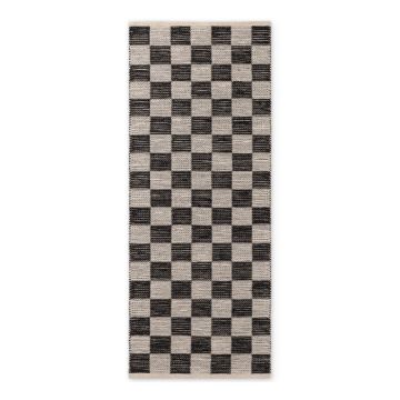 Covor tip traversă negru/crem reversibil/țesut manual din amestec de iută 80x300 cm Rex – Hanse Home