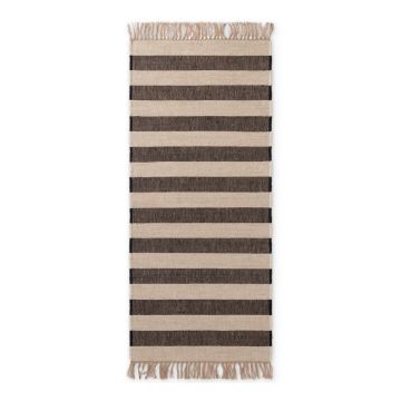 Covor tip traversă negru/crem reversibil/țesut manual din iută 80x300 cm Playa – Hanse Home