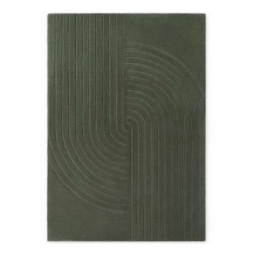 Covor verde închis țesut manual din lână 80x150 cm Arcura – Vikosa ieftin