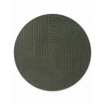 Covor verde închis țesut manual rotund din lână ø 200 cm Arcura – Vikosa ieftin