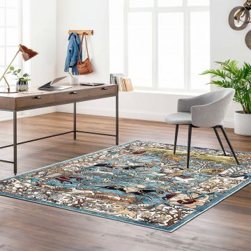Covor (160 x 230), Kece-Fr13, 160x230 cm, Albastru