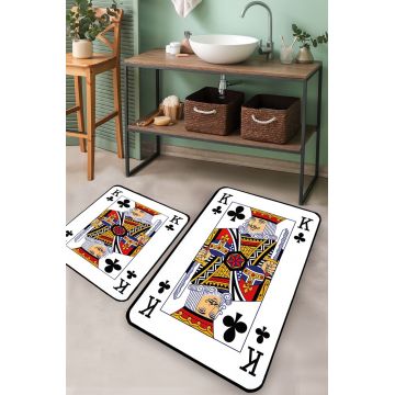 Set covorase de baie, L'essentiel Maison, Karo Playing Card, Poliester, Multicolor