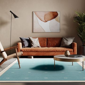 Covor, Kece-Fr119, 80x120 cm, Poliester, Albastru