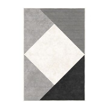Covor, Sftkece028, 100x200 cm, Poliester, Negru