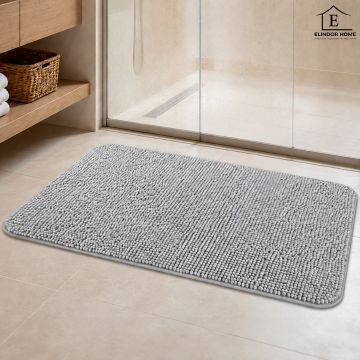 Covor de Baie Elindor® din Microfibra, Extra Moale si Pufos, cu Fibre Dense, Antiderapant, Absorbant, Dreptunghiular, Potrivit in Fata la Cada, Cabina de Dus, WC, Chiuveta, Model Uni, 76 x 51 cm, Gri - Default Title