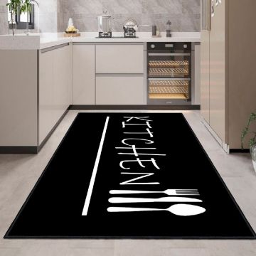 Covor, Eexfab869-Klm, 100x200 cm, Bumbac, Alb/Negru