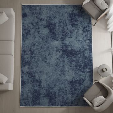 Covor, Exfab210, 100x150 cm, Poliester, Gri/Albastru Marin