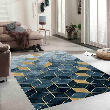 Covor, Exfab215, 160x230 cm, Poliester, Alb / Verde / Auriu
