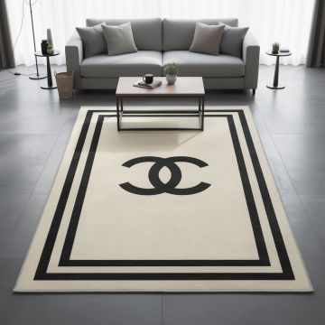 Covor, Hmnt754, 80x200 cm, Poliester, Bej/Negru
