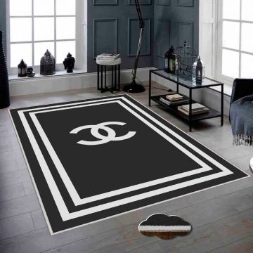 Covor, Hmnt755, 120x180 cm, Poliester, Alb/Negru