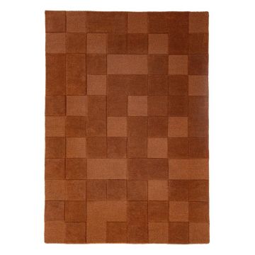 Covor teracotă țesut manual din lână 200x290 cm Checkerboard – Flair Rugs