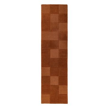Covor tip traversă teracotă țesut manual din lână 60x230 cm Checkerboard – Flair Rugs