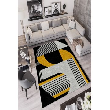 Covor, W707, 80x150 cm, Poliester, Negru