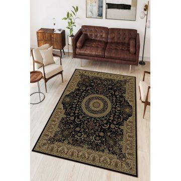 Covor, W729, 100x200 cm, Poliester, Negru