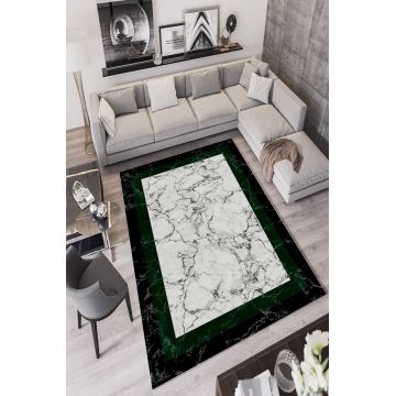 Covor, W848, 100x200 cm, Poliester, Negru/Verde