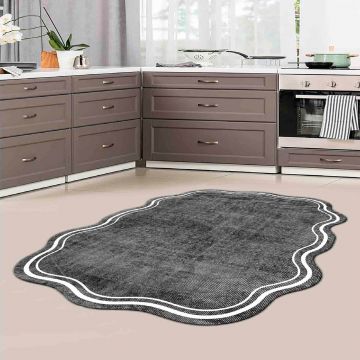 Covor, Wookece283, 80x150 cm, Poliester, Gri/Alb
