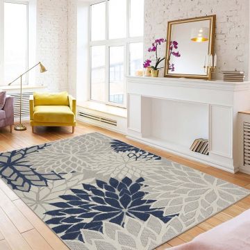 Covor, Woopamuk264, 160x230 cm, BUMBAC/POLIESTER, Albastru navy