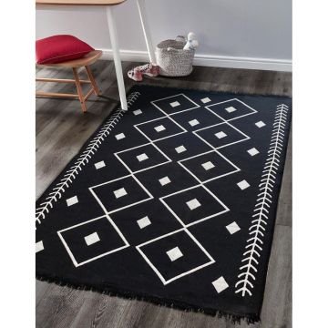 Covor Cotton 2, Negru (diverse dimensiuni) - 80 x 150 / Negru