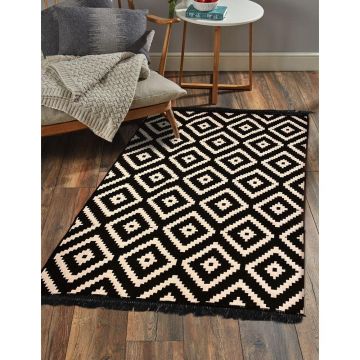 Covor Cotton, Negru (diverse dimensiuni) - 160 x 250 / Negru