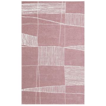 Covor de living / dormitor Maze Home Palma, Roz - Alb, 135x200 cm - Multicolor / Roz