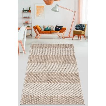 Covor de living / dormitor Parcali, Lavabil, Antiderapant, 80x150 cm - Multicolor / 80 x 150