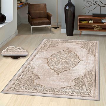 Covor de living / dormitor Persian antiderapant, Lavabil, Bej, 120x180 cm - Multicolor / 120 x 180