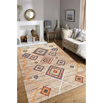 Covor Living - Hol Rustic, Lavabil, Antiderapant, Bej, 80x120 cm - Bej / 80 x 120