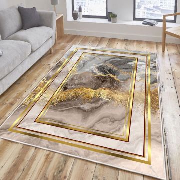 Covor Living - Hol Vis, Lavabil, Antiderapant, Auriu (diverse dimensiuni) - arsiv2 / Aur ieftin