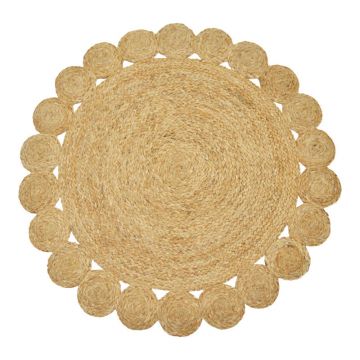 Covor Rotund de Juta Naturala Voni, Juta, Diametru 150cm, 150x150 cm - Natur