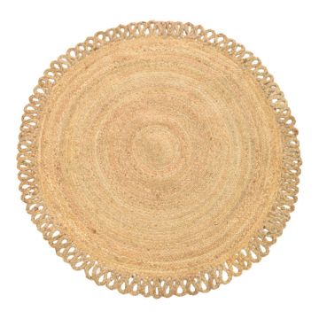 Covor rotund din iuta Prejo, Natural, 120 cm, 120x120 cm - Natur
