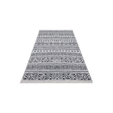 Covor Ar 03, Negru - Alb, 80x300 cm - Negru - Alb