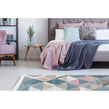 Covor Ar 10, Albastru - Roz - Bej - Gri, 160x230 cm - Albastru - Roz - Bej - Gri