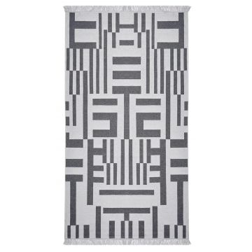 Covor Cotton 3, Gri - Alb, 80x150x1 cm - Gri - Alb